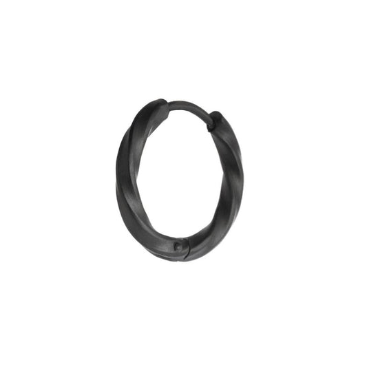 Mono orecchino a cerchio ritorto 17mm Marlù in acciaio nero MISURA UNICA
