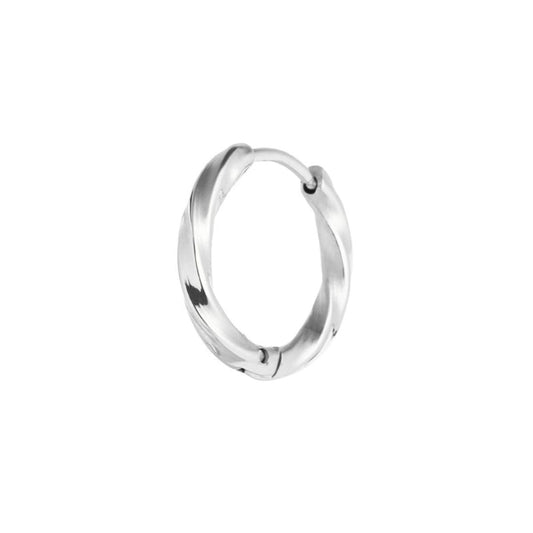 Mono orecchino a cerchio ritorto 17mm Marlù in acciaio rodio MISURA UNICA