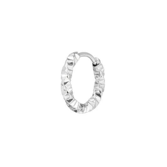 Mono orecchino a cerchio Marlù in acciaio diamantato 15mm MISURA UNICA