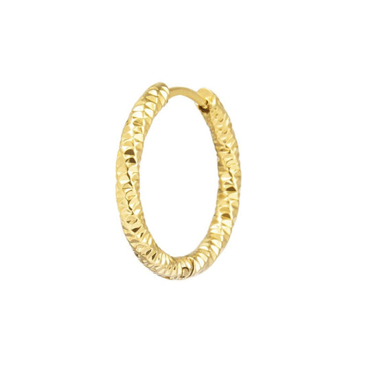 Mono orecchino cerchio Marlù in acciaio oro diamantato 21mm MISURA UNICA