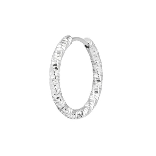 Mono orecchino a cerchio Marlù in acciaio diamantato 21mm MISURA UNICA