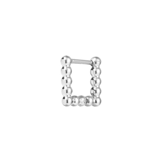 Mono orecchino quadrato con sferette Marlù in acciaio 11x11 mm MISURA UNICA