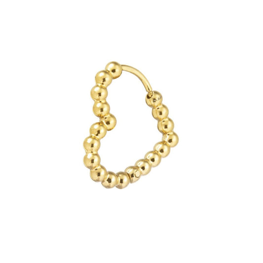Mono orecchino a cuore con sfere Marlù acciaio oro 18x17 mm MISURA UNICA