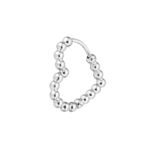 Mono orecchino a cuore con sferette Marlù in acciaio 18x17 mm MISURA UNICA