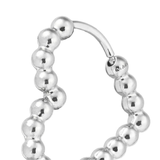 Mono orecchino a cuore con sferette Marlù in acciaio 18x17 mm MISURA UNICA