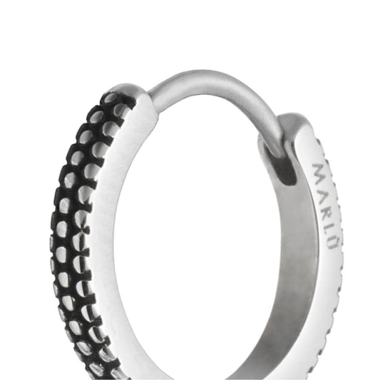 Mono orecchino a cerchio puntinato Marlù in acciaio 15 mm MISURA UNICA