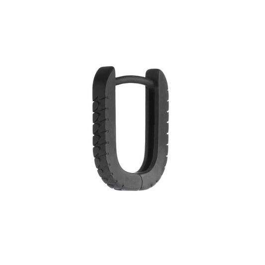 Mono orecchino trama puntinata Marlù in acciaio nero 17x13mm MISURA UNICA