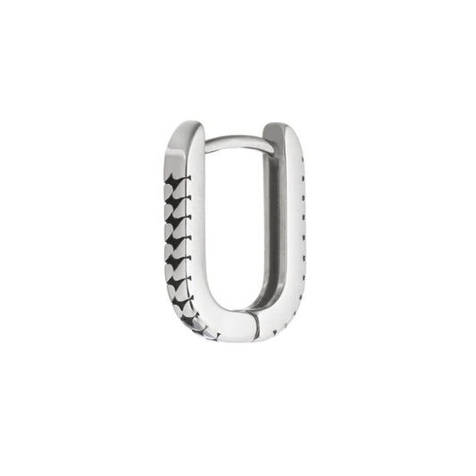 Mono orecchino ovale trama puntinata Marlù in acciaio 17x13mm MISURA UNICA