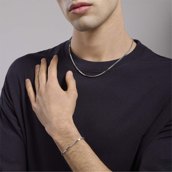 Bracciale Mabina Uomo in argento 925 maglia snake Regolabile 19-21 cm