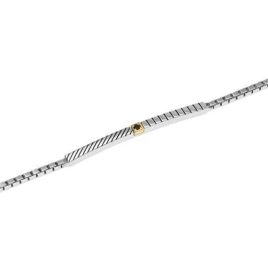 Bracciale Mabina catena veneta argento con oro 18K e zircone Regolabile 19-21 cm