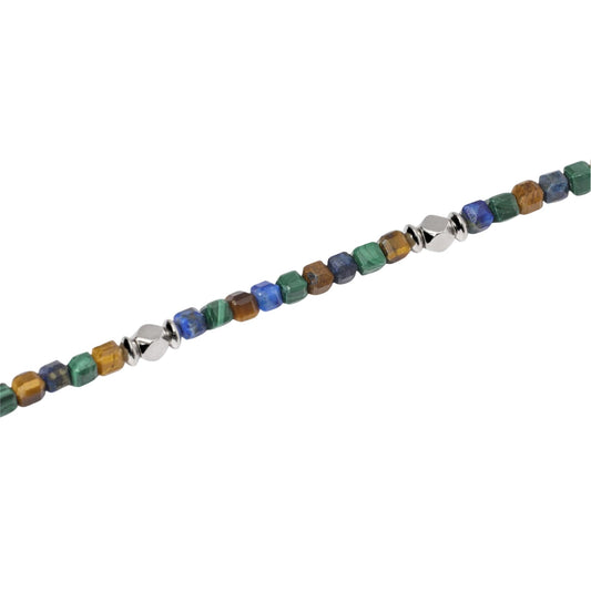 Bracciale Mabina uomo in argento pietre multicolor toni scuri Regolabile 19-21 cm