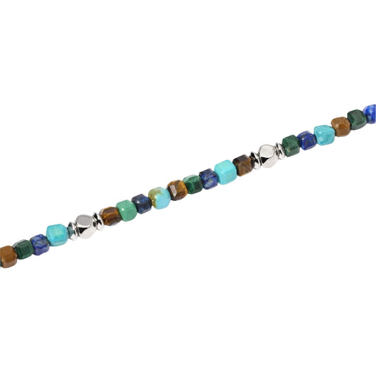 Bracciale Mabina uomo argento e pietre multicolor toni chiari Regolabile 19-21 cm
