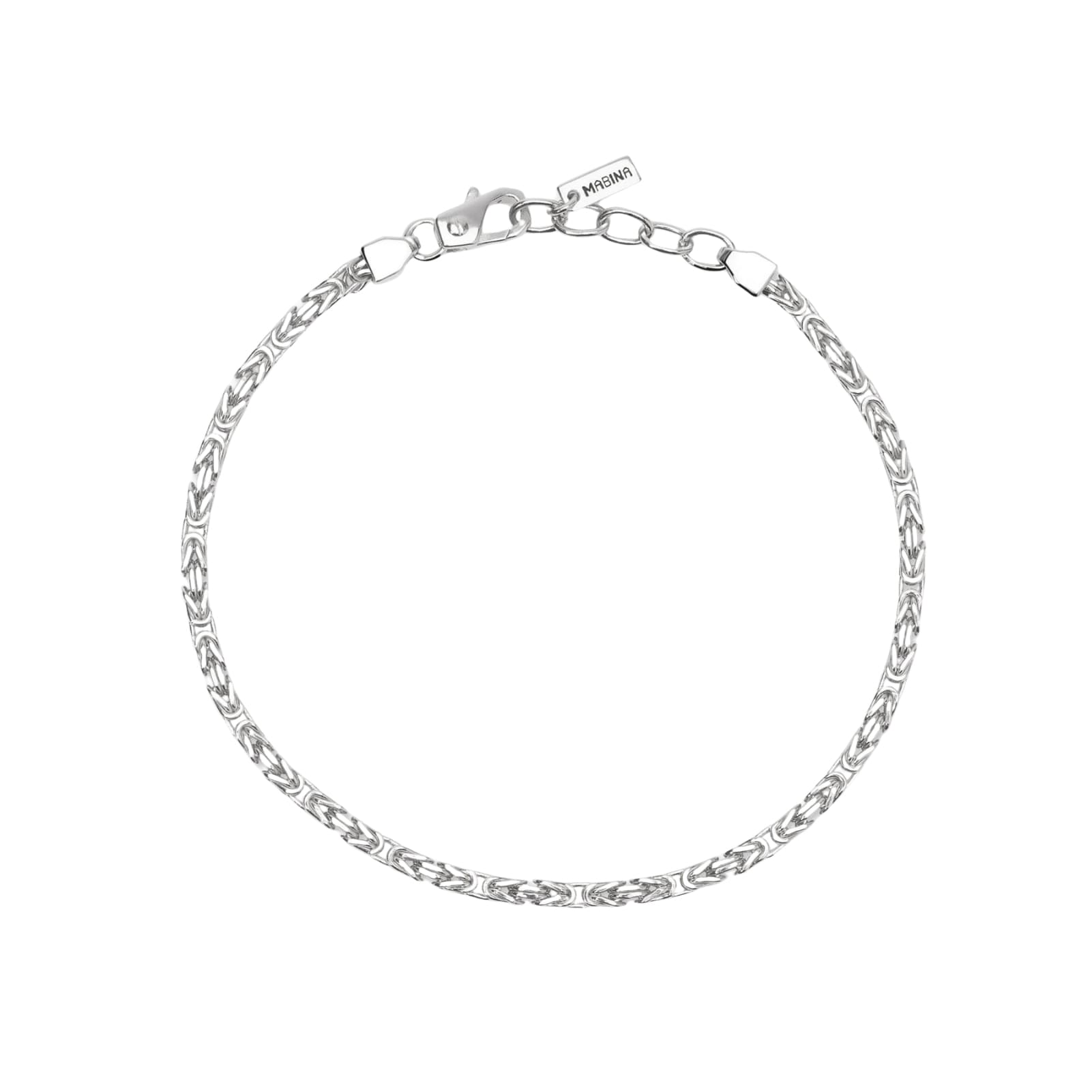 Bracciale Mabina catena bizantina in argento rodiato da uomo Regolabile 19-21 cm