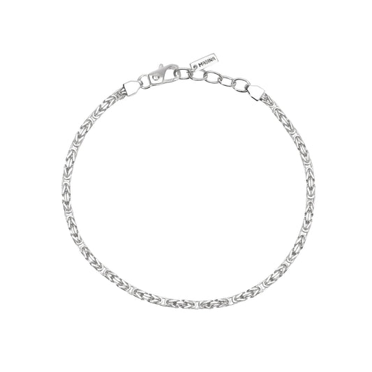 Bracciale Mabina catena bizantina in argento rodiato da uomo Regolabile 19-21 cm