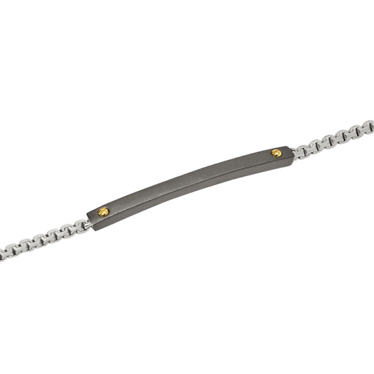 Bracciale catena Mabina uomo in argento e piastra con oro 18K Regolabile 19-21 cm