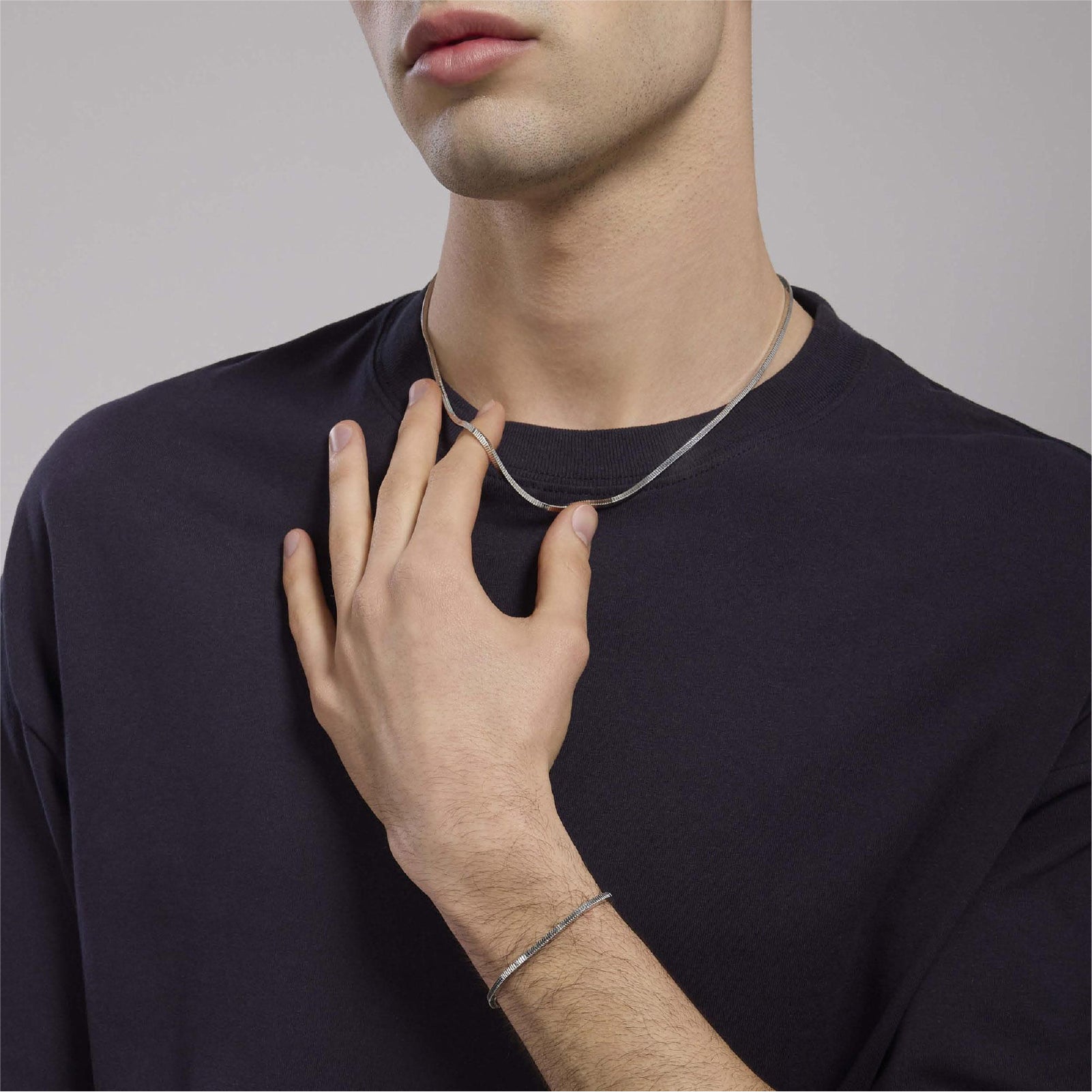 Collana Mabina Uomo in argento 925 maglia snake MISURA UNICA