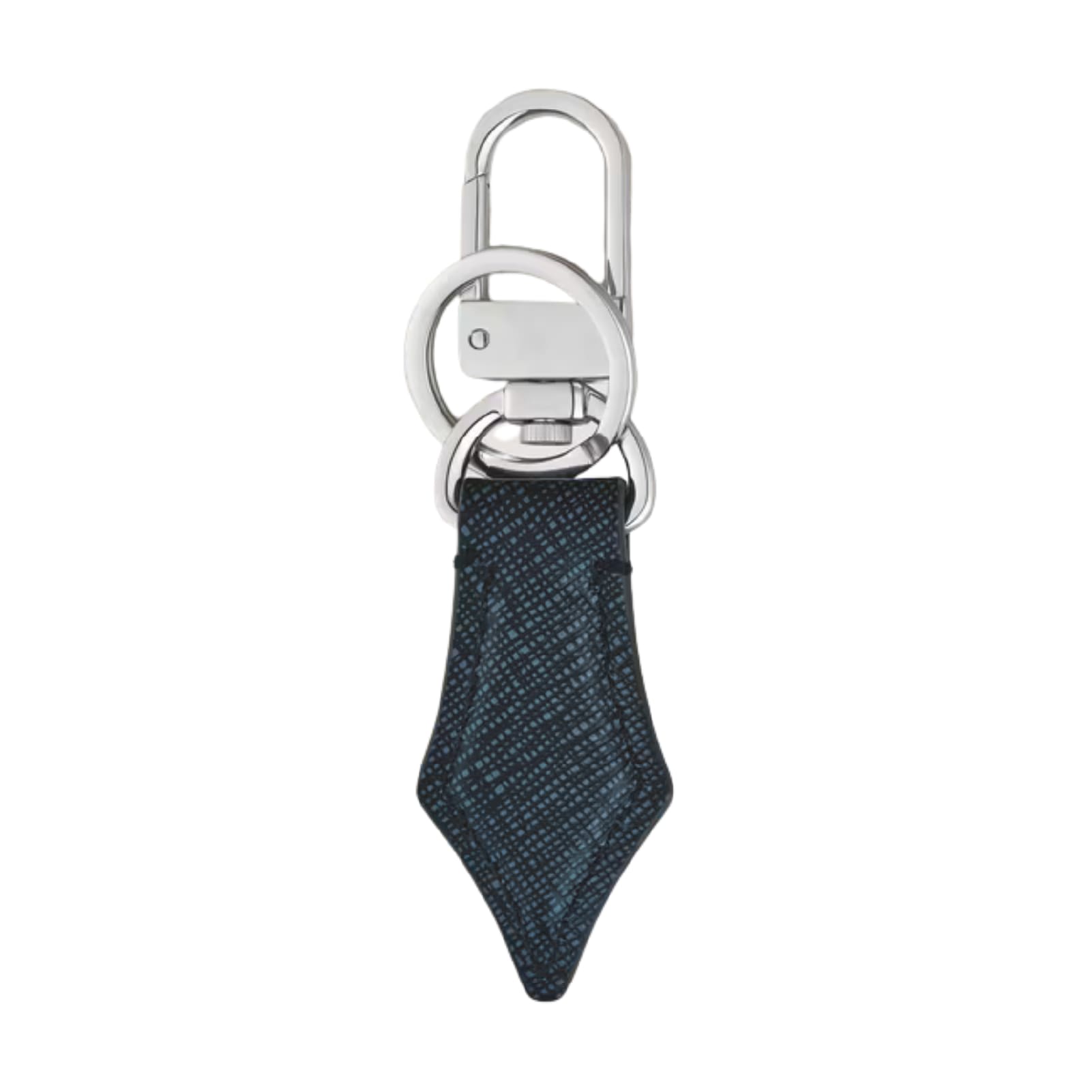 Portachiavi Montblanc pelle sartoriale goffrata colore blu MISURA UNICA