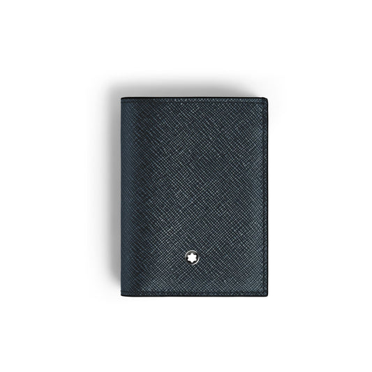 Portafoglio Montblanc pelle sartoriale goffrata blu e nero MISURA UNICA