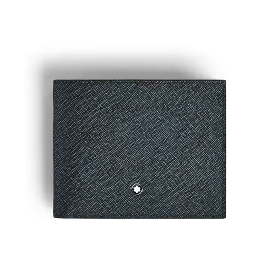 Portafoglio Montblanc pelle sartoriale goffrata blu e nero MISURA UNICA