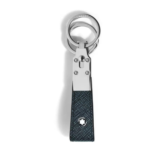 Portachiavi con anello Montblanc pelle sartoriale colore blu MISURA UNICA