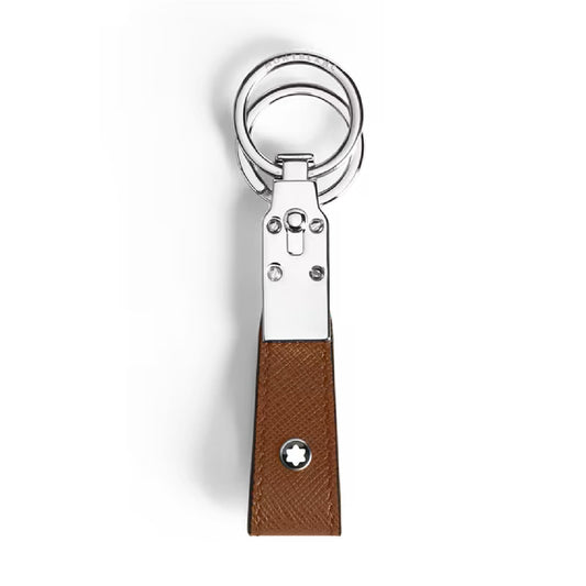 Portachiavi con anello Montblanc pelle sartoriale marrone MISURA UNICA