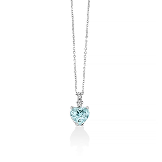 Collana Miluna acquamarina a cuore, diamanti e oro bianco MISURA UNICA
