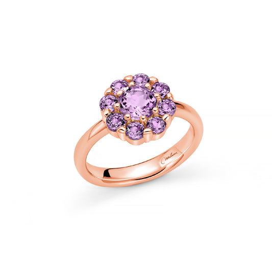 Anello Miluna in argento 925 rosè con ametista viola da donna MI.LID3853