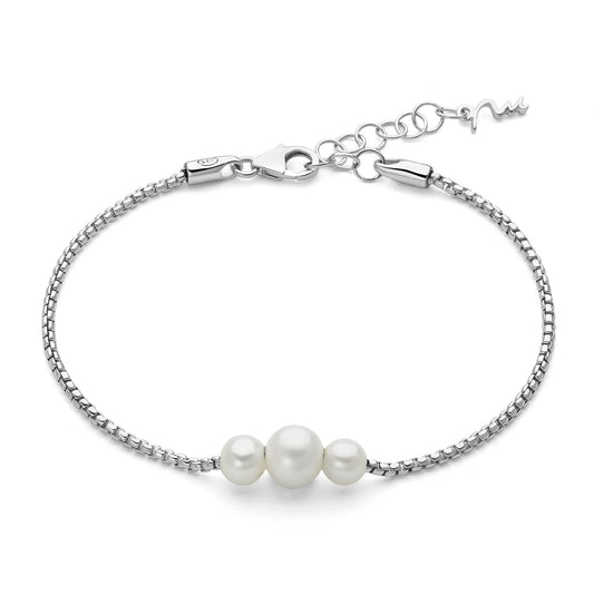 Bracciale Miluna Miss Italia in argento con tre perle Regolabile 16,5-19,5 cm