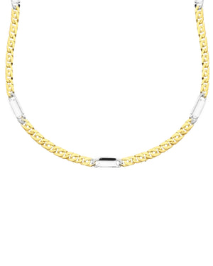 Collana unisex JOY Gioielli Oro in oro bianco e giallo 18kt con maglie bicolor dal design originale MMG070GB50