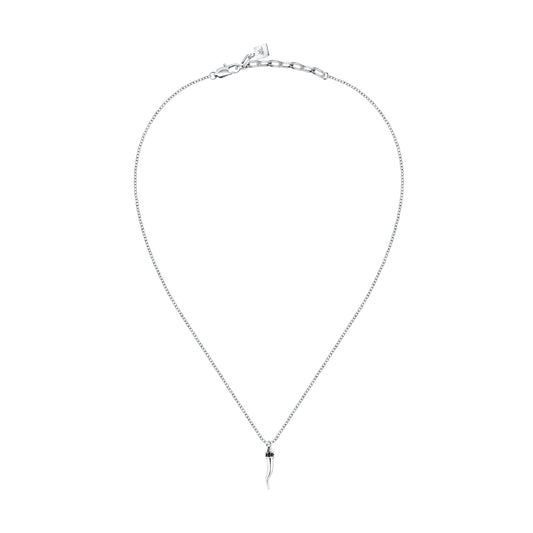 Collana pendente Morellato in acciaio argento e cristalli neri MO.ABH47