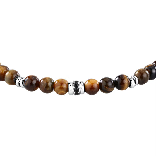 Bracciale uomo Morellato in acciaio con occhio di tigre Regolabile 18,5-21,5 cm