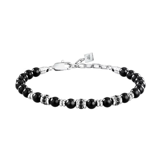 Bracciale uomo Morellato in acciaio con onice nero Regolabile 18,5-21,5 cm
