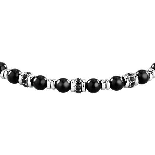 Bracciale uomo Morellato in acciaio con onice nero Regolabile 18,5-21,5 cm