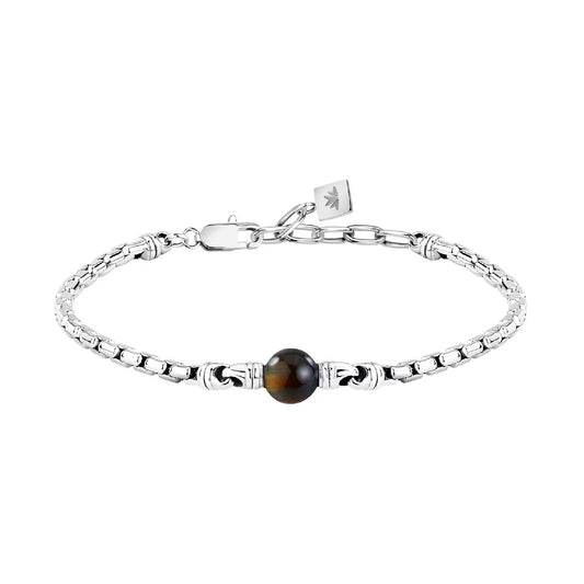 Bracciale uomo Morellato acciaio singolo occhio di tigre Regolabile 18-21 cm