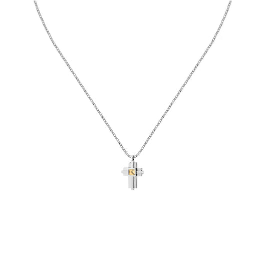 Collana da uomo Morellato in acciaio e oro 18kt sulla croce MISURA UNICA