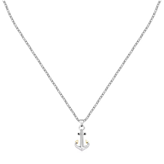 Collana da uomo Morellato Versilia ancora con cristalli neri MISURA UNICA