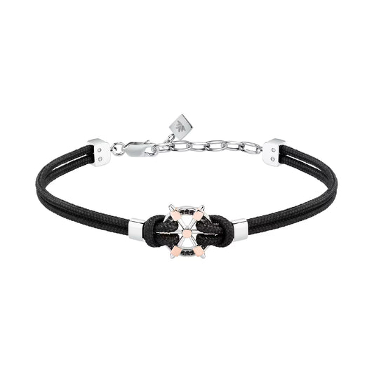 Bracciale nero uomo Morellato Versilia timone cristalli neri Regolabile 18-21 cm