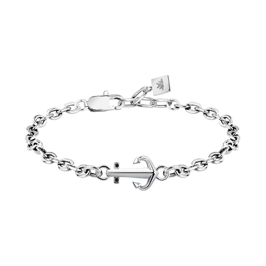 Bracciale catena uomo Morellato Versilia ancora cristalli neri Regolabile 18-21 cm