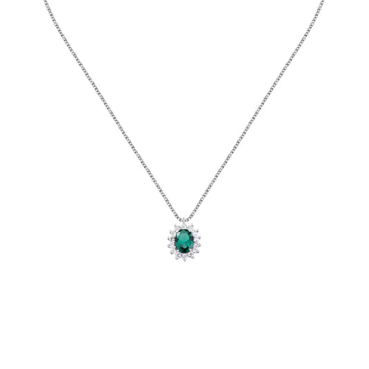 Collana Morellato in argento con pendente di zircone verde MISURA UNICA