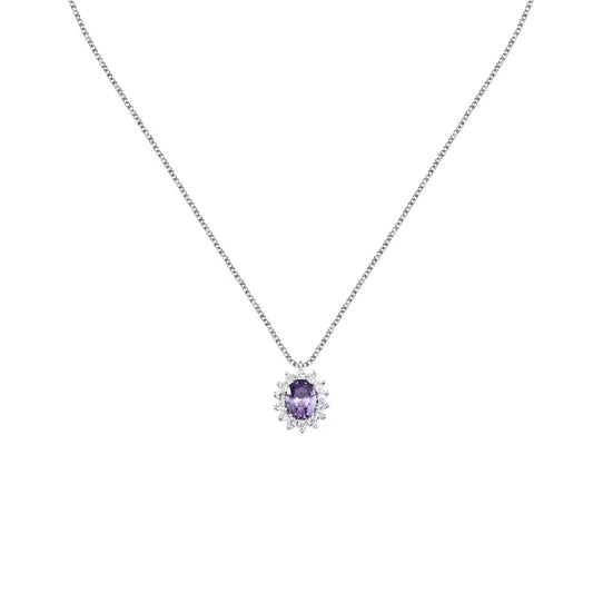 Collana Morellato in argento con pendente di zircone viola MISURA UNICA