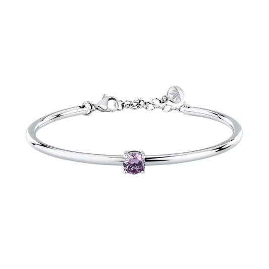 Bracciale bangle Morellato in acciaio con zircone viola diametro 6 cm