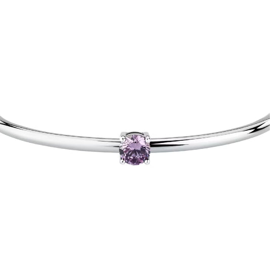 Bracciale bangle Morellato in acciaio con zircone viola diametro 6 cm