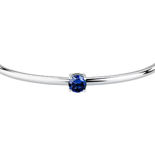 Bracciale bangle Morellato in acciaio con zircone blu diametro 6 cm