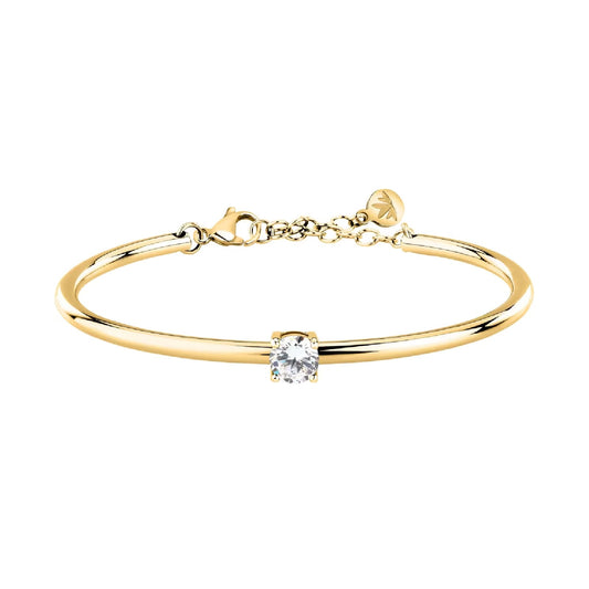 Bracciale Morellato in acciaio dorato con zircone bianco diametro 6 cm