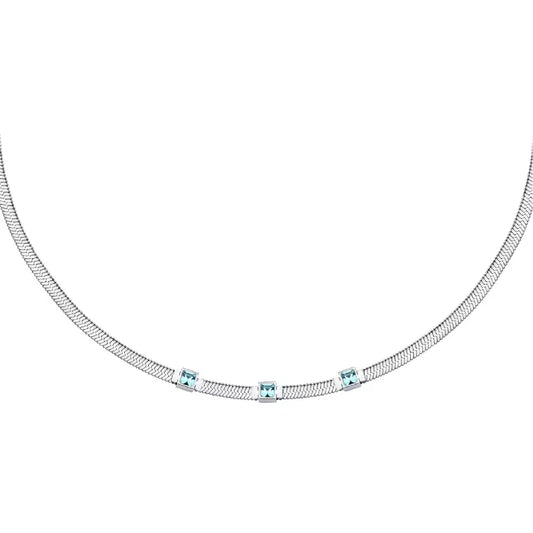 Collana trilogy Morellato in acciaio con cristalli azzurri MISURA UNICA