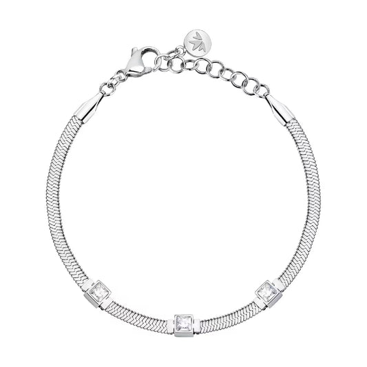 Collana trilogy Morellato in acciaio con cristalli bianchi Regolabile 16-19 cm