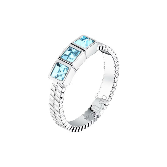 Anello trilogy Morellato in acciaio con cristalli azzurri 12