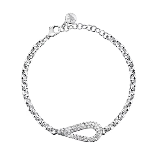 Bracciale catena Morellato in acciaio rodiato con cristalli Regolabile 16-19 cm