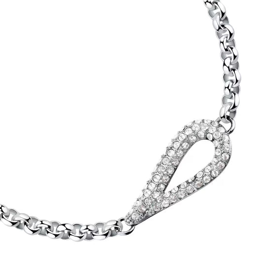 Bracciale catena Morellato in acciaio rodiato con cristalli Regolabile 16-19 cm