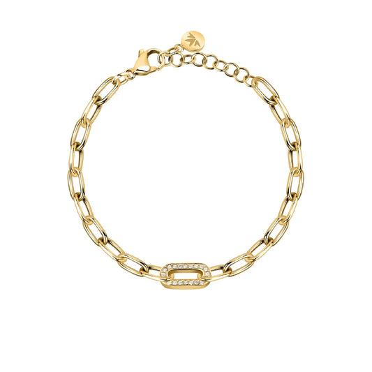 Bracciale catena Morellato in acciaio dorato con cristalli Regolabile 16-19 cm